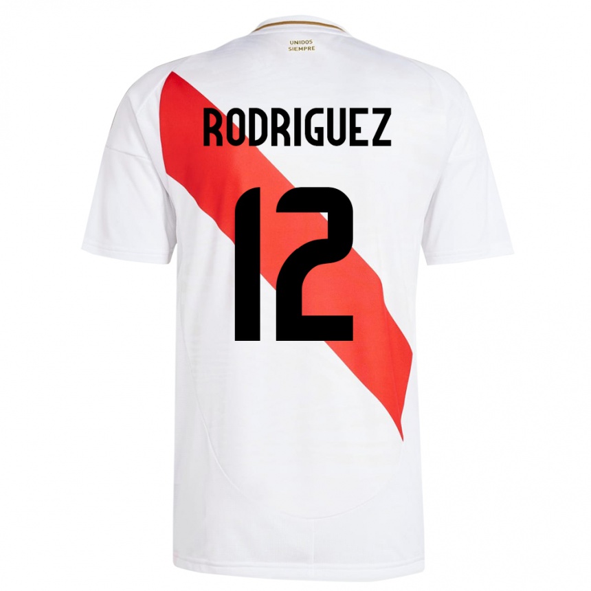 Kids Football Peru Jhefferson Rodríguez #12 White Home Jersey 24-26 T-Shirt Nz