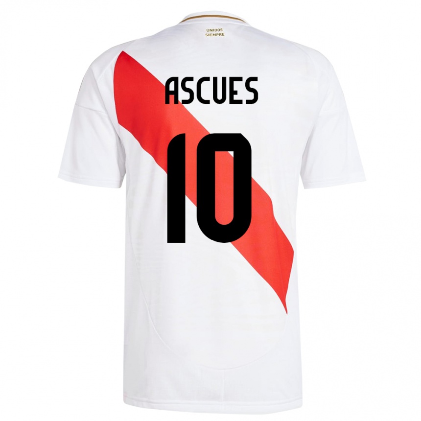 Kids Football Peru Adrián Ascues #10 White Home Jersey 24-26 T-Shirt Nz