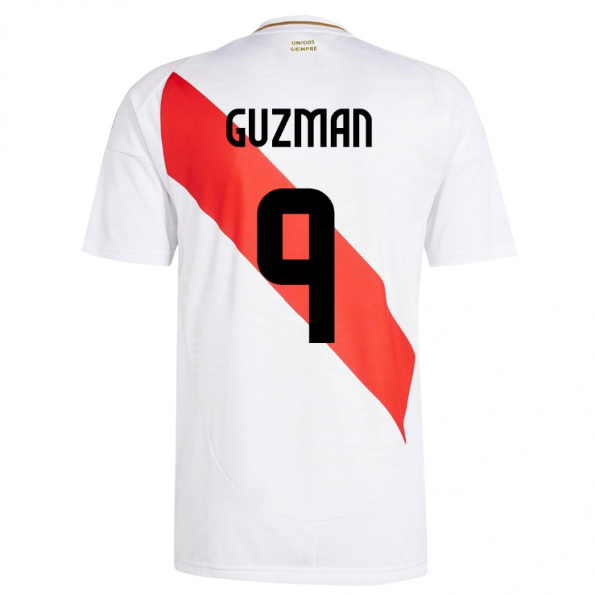 Kids Football Peru Víctor Guzmán #9 White Home Jersey 24-26 T-Shirt Nz