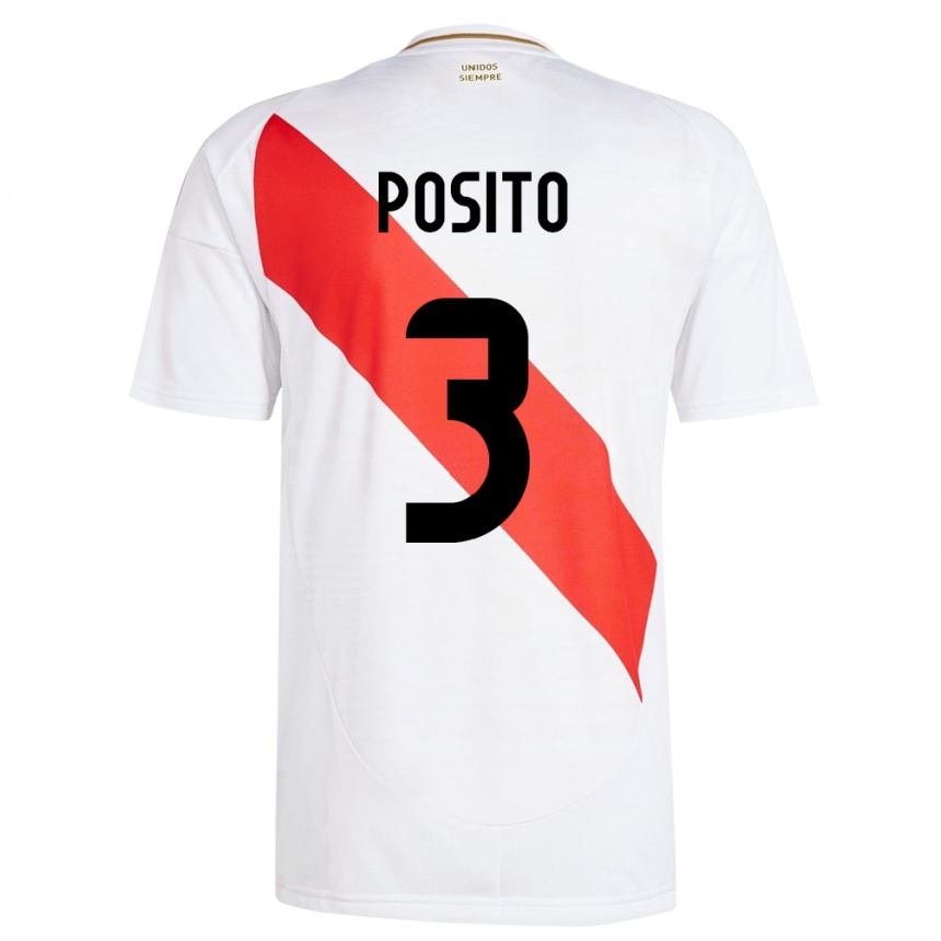 Kids Football Peru Alejandro Pósito #3 White Home Jersey 24-26 T-Shirt Nz