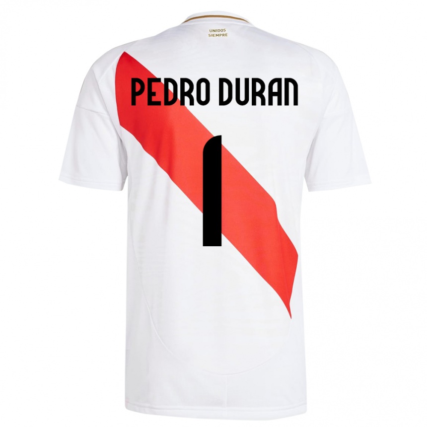 Kids Football Peru Juan Pedro Durán #1 White Home Jersey 24-26 T-Shirt Nz