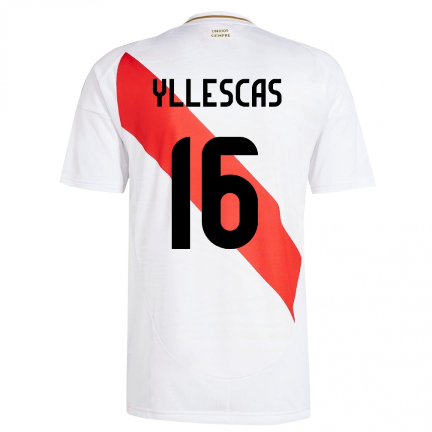 Kids Football Peru Jhosenffer Yllescas #16 White Home Jersey 24-26 T-Shirt Nz