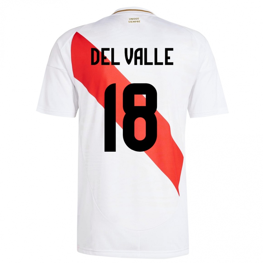 Kids Football Peru Yamir Del Valle #18 White Home Jersey 24-26 T-Shirt Nz