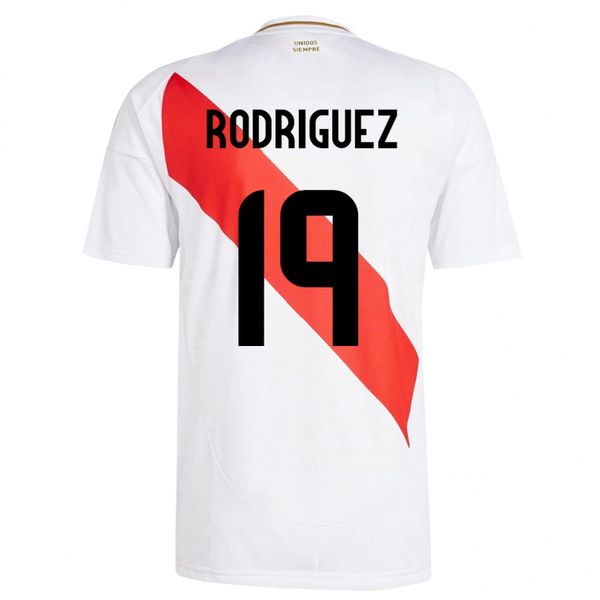 Kids Football Peru Mateo Rodríguez #19 White Home Jersey 24-26 T-Shirt Nz