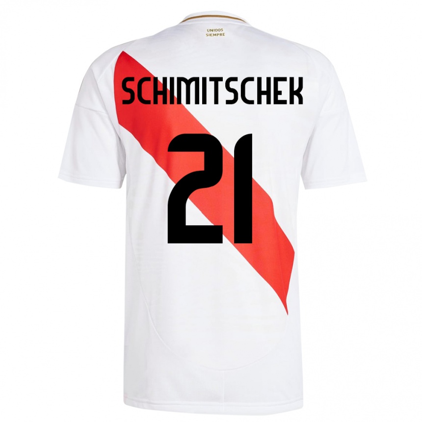 Kids Football Peru Ian Schimitschek #21 White Home Jersey 24-26 T-Shirt Nz