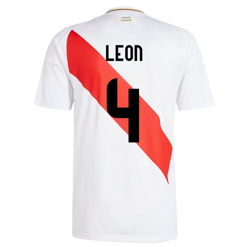 Kids Football Peru Mía León #4 White Home Jersey 24-26 T-Shirt Nz