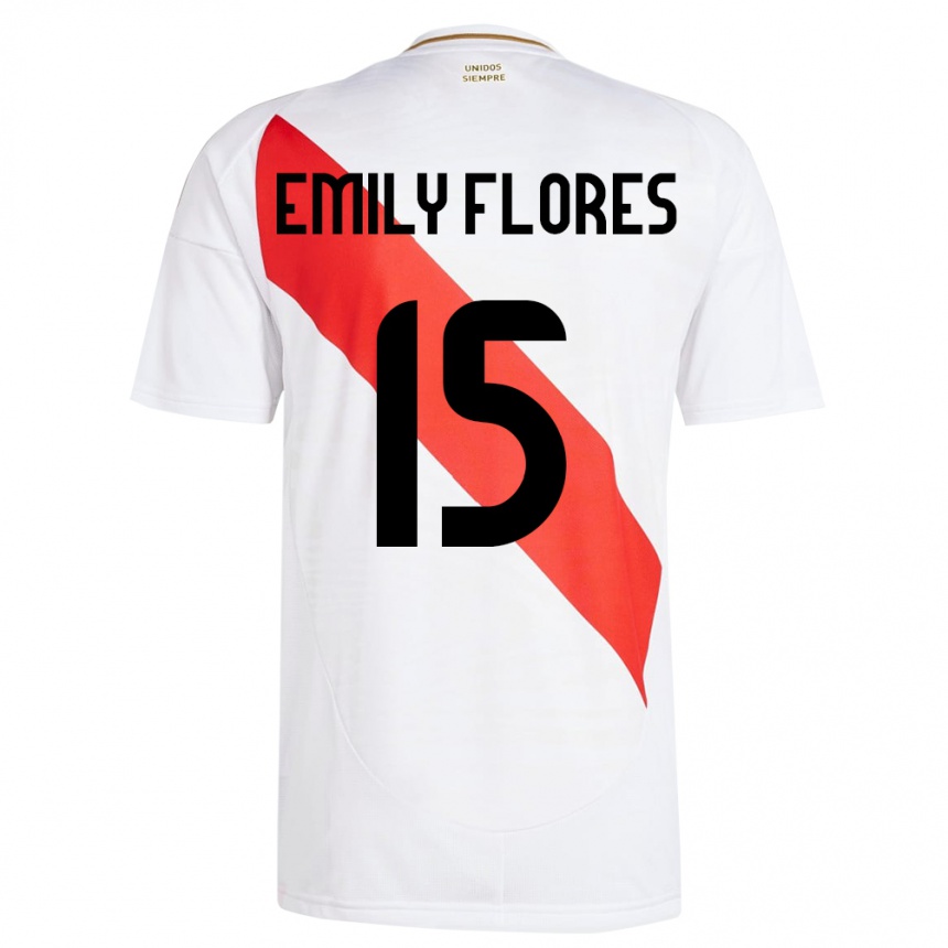 Kids Football Peru Emily Flores #15 White Home Jersey 24-26 T-Shirt Nz