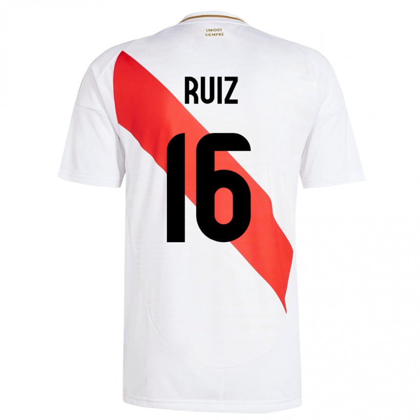 Kids Football Peru Birka Ruiz #16 White Home Jersey 24-26 T-Shirt Nz