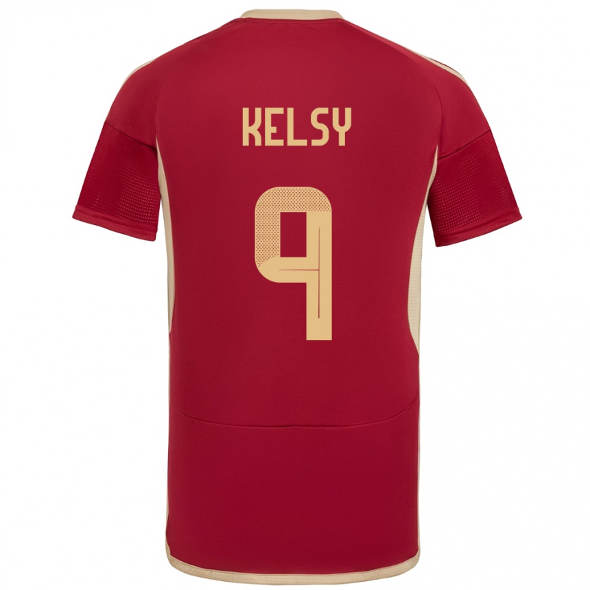 Kids Football Venezuela Kevin Kelsy #9 Burgundy Home Jersey 24-26 T-Shirt Nz