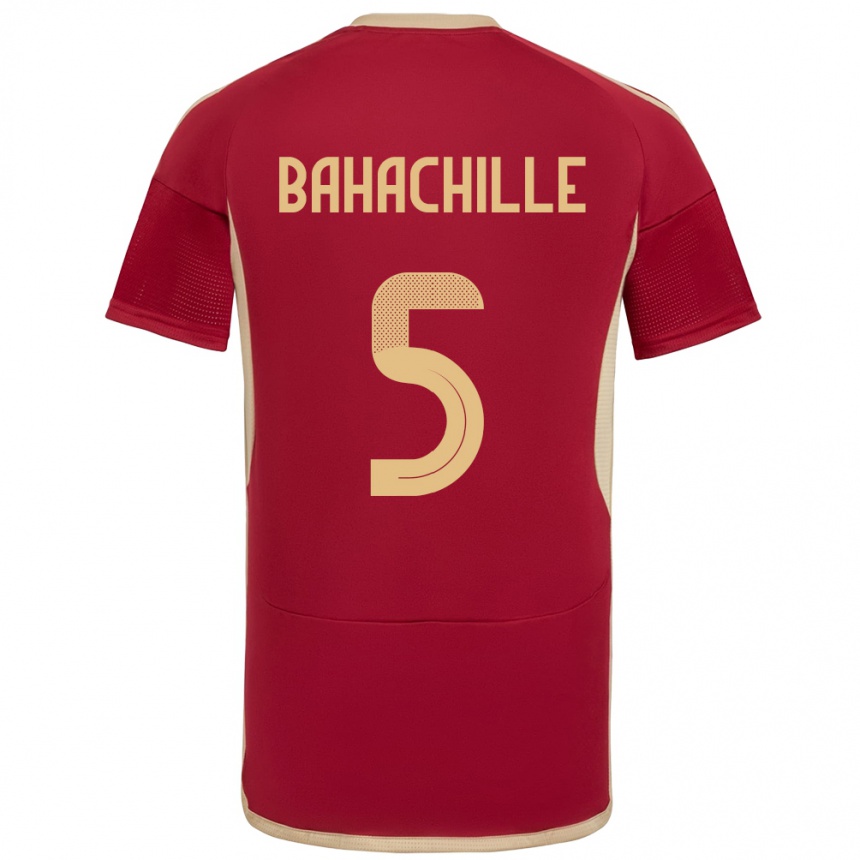 Kids Football Venezuela Abraham Bahachille #5 Burgundy Home Jersey 24-26 T-Shirt Nz