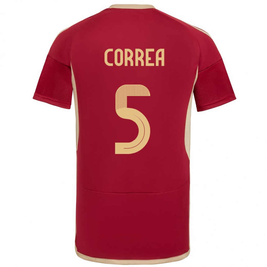 Kids Football Venezuela José Correa #5 Burgundy Home Jersey 24-26 T-Shirt Nz