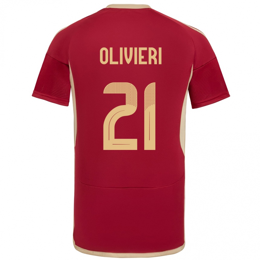 Kids Football Venezuela Bárbara Olivieri #21 Burgundy Home Jersey 24-26 T-Shirt Nz