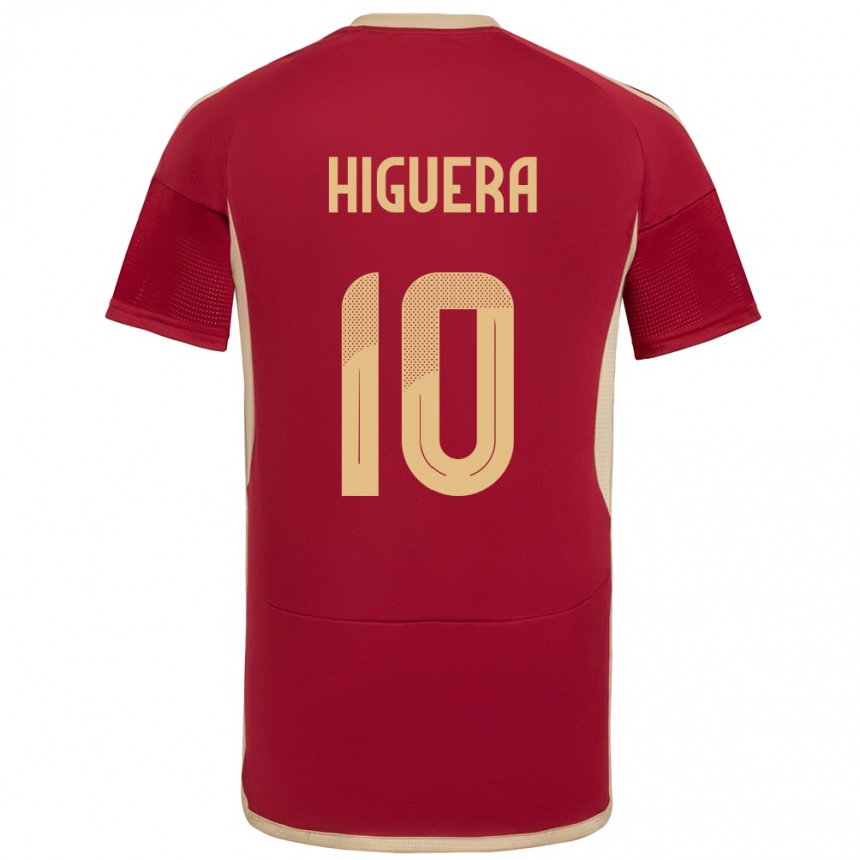 Kids Football Venezuela Enyerliannys Higuera #10 Burgundy Home Jersey 24-26 T-Shirt Nz