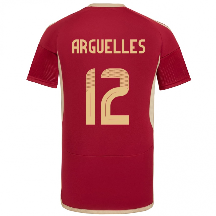 Kids Football Venezuela Wilmary Argüelles #12 Burgundy Home Jersey 24-26 T-Shirt Nz