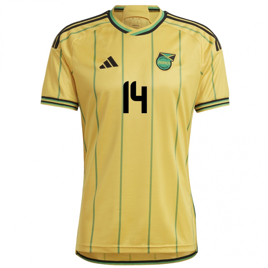 Kids Football Jamaica Siobhan Wilson #14 Yellow Home Jersey 24-26 T-Shirt Nz