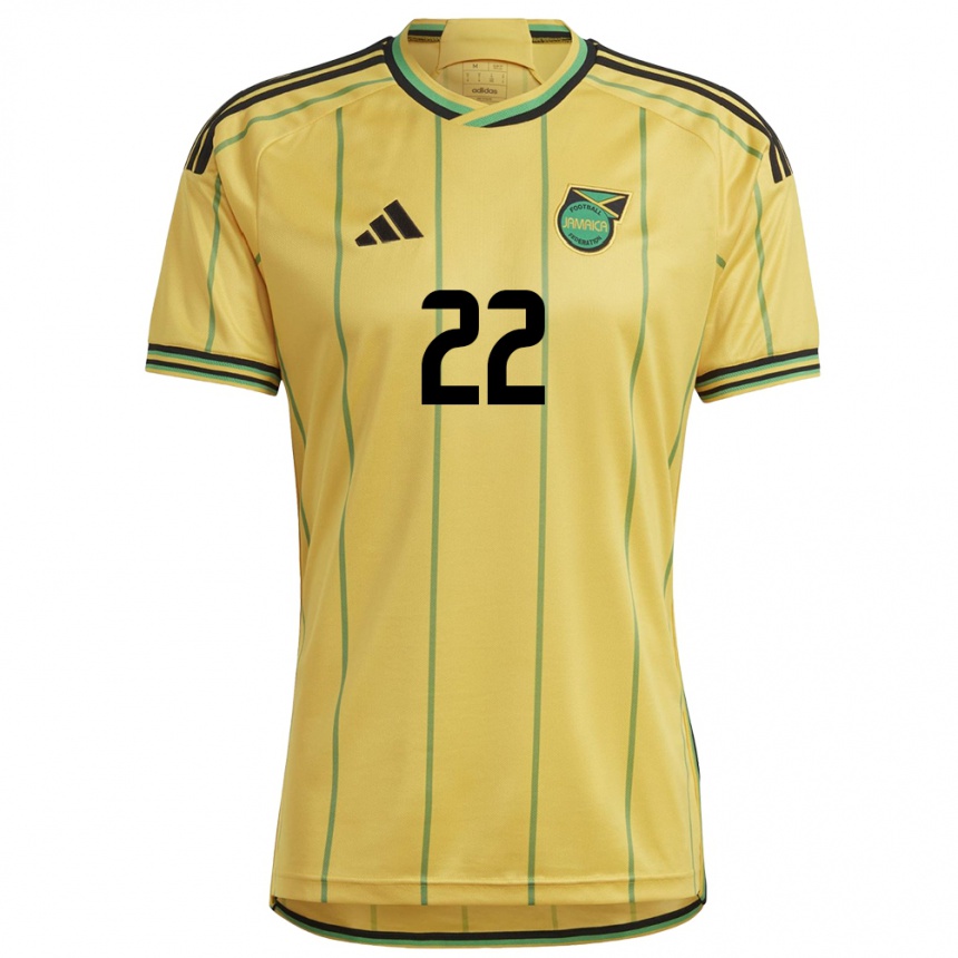 Kids Football Jamaica Mireya Grey #22 Yellow Home Jersey 24-26 T-Shirt Nz