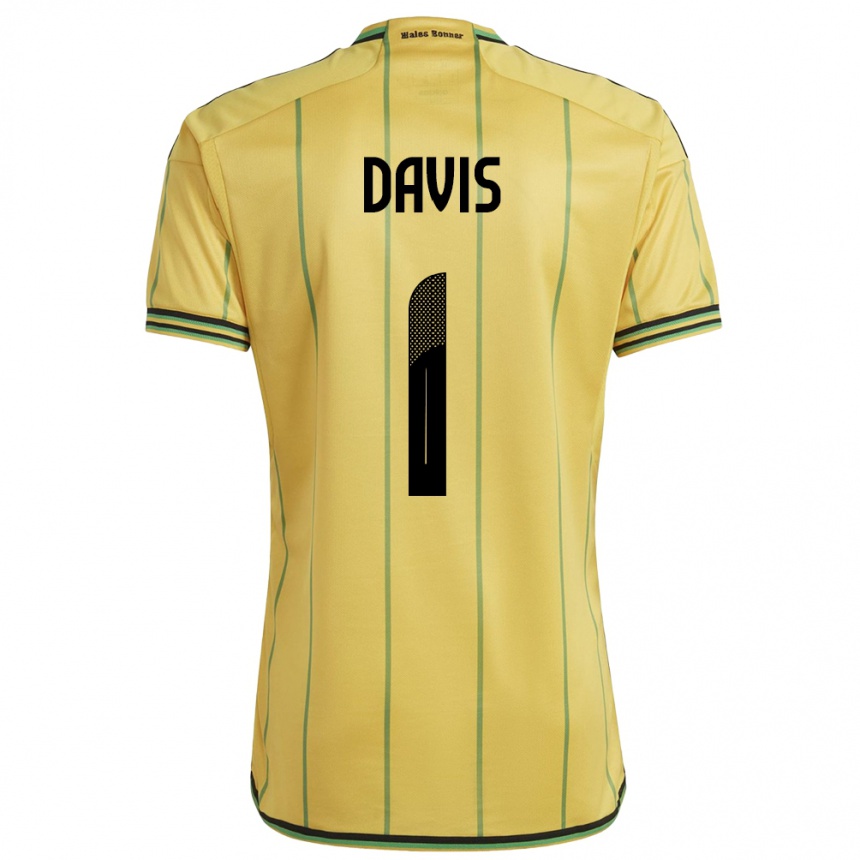 Kids Football Jamaica Shaquan Davis #1 Yellow Home Jersey 24-26 T-Shirt Nz