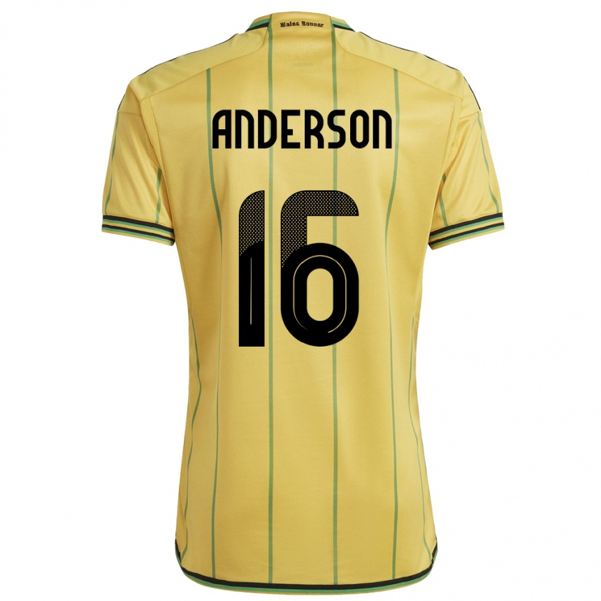 Kids Football Jamaica Karoy Anderson #16 Yellow Home Jersey 24-26 T-Shirt Nz