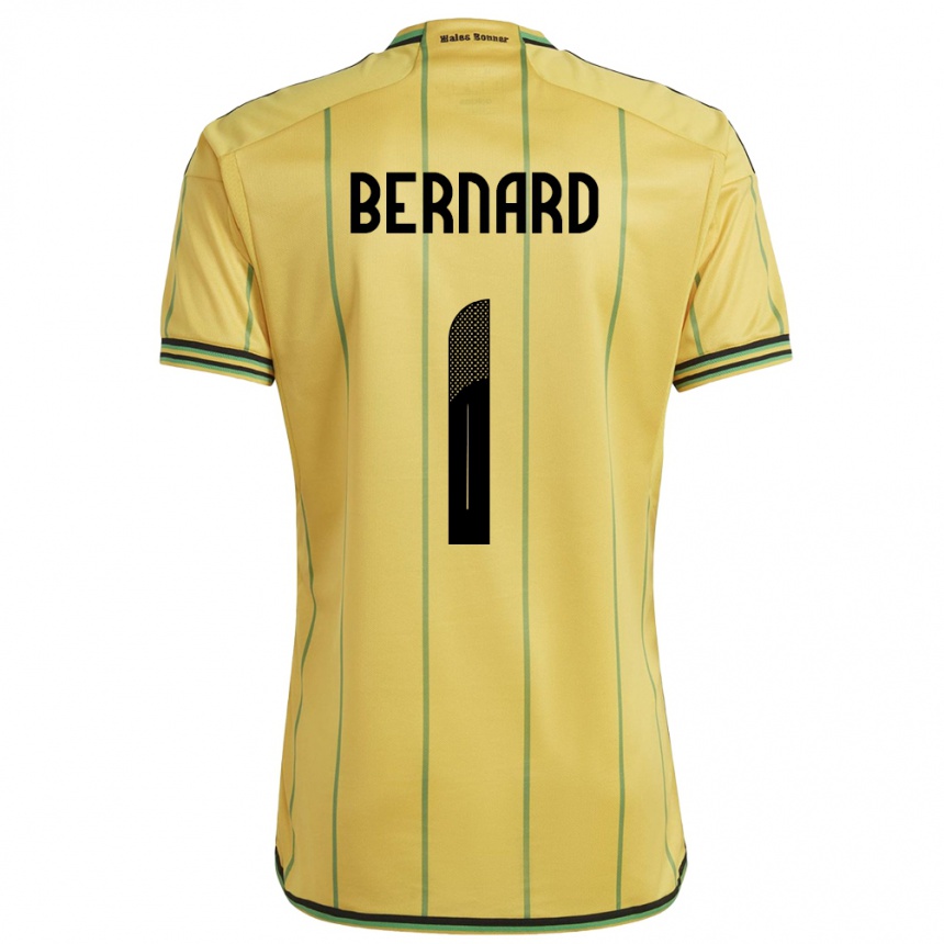 Kids Football Jamaica Akeem Bernard #1 Yellow Home Jersey 24-26 T-Shirt Nz