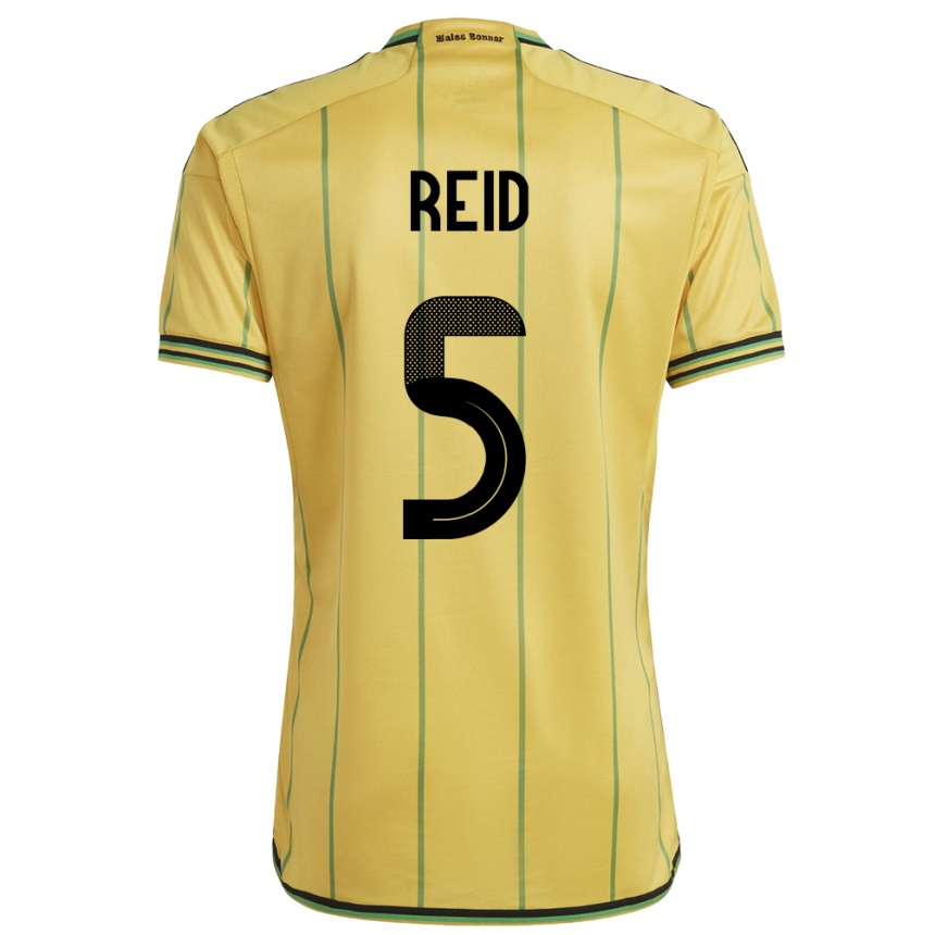 Kids Football Jamaica Adrian Reid #5 Yellow Home Jersey 24-26 T-Shirt Nz