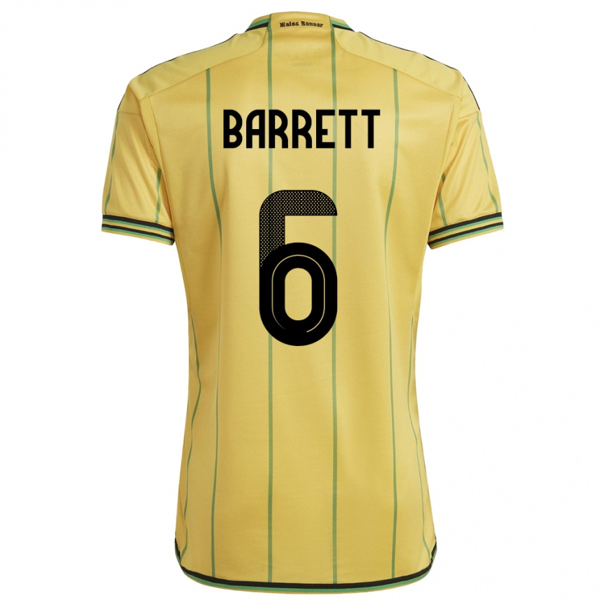 Kids Football Jamaica Ronaldo Barrett #6 Yellow Home Jersey 24-26 T-Shirt Nz