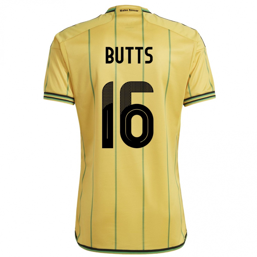 Kids Football Jamaica Njeri Butts #16 Yellow Home Jersey 24-26 T-Shirt Nz