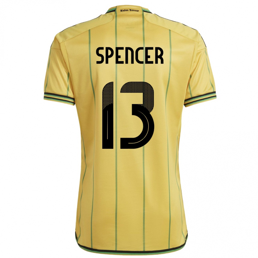 Kids Football Jamaica Rebecca Spencer #13 Yellow Home Jersey 24-26 T-Shirt Nz