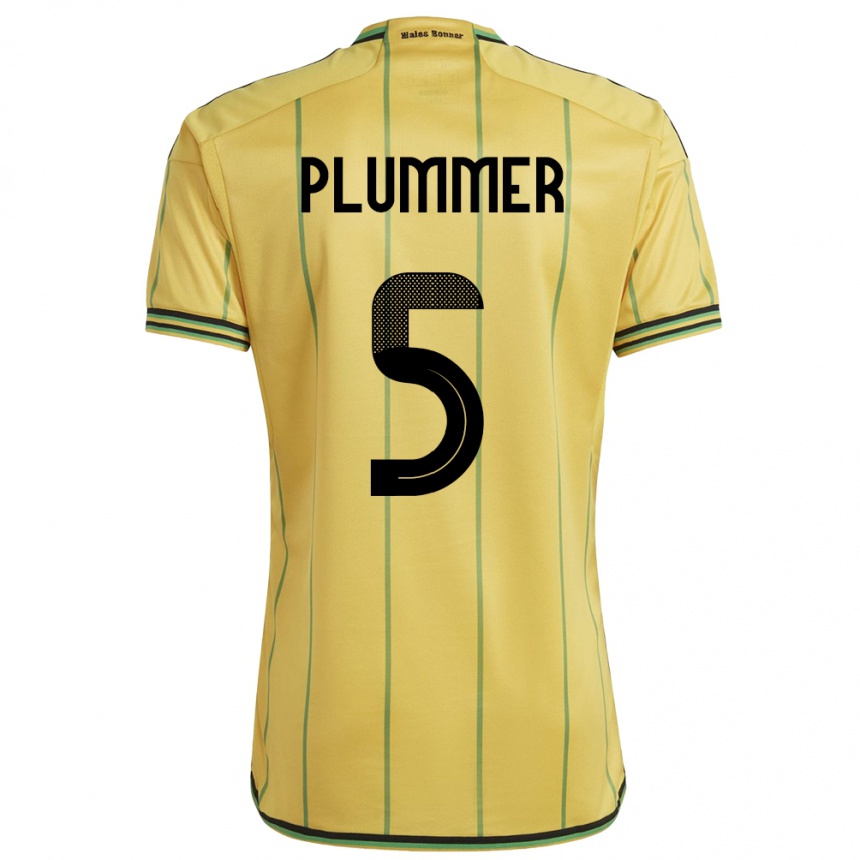 Kids Football Jamaica Konya Plummer #5 Yellow Home Jersey 24-26 T-Shirt Nz