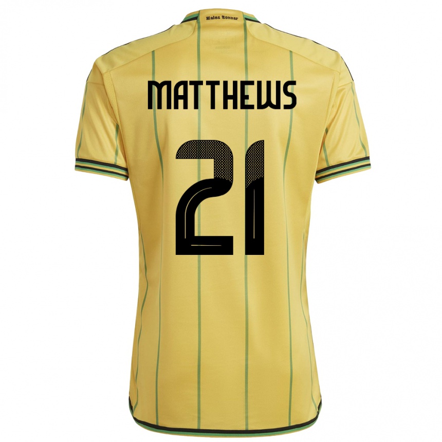 Kids Football Jamaica Cheyna Matthews #21 Yellow Home Jersey 24-26 T-Shirt Nz