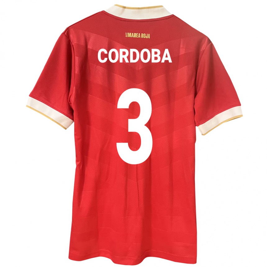 Kids Football Panama José Córdoba #3 Red Home Jersey 24-26 T-Shirt Nz