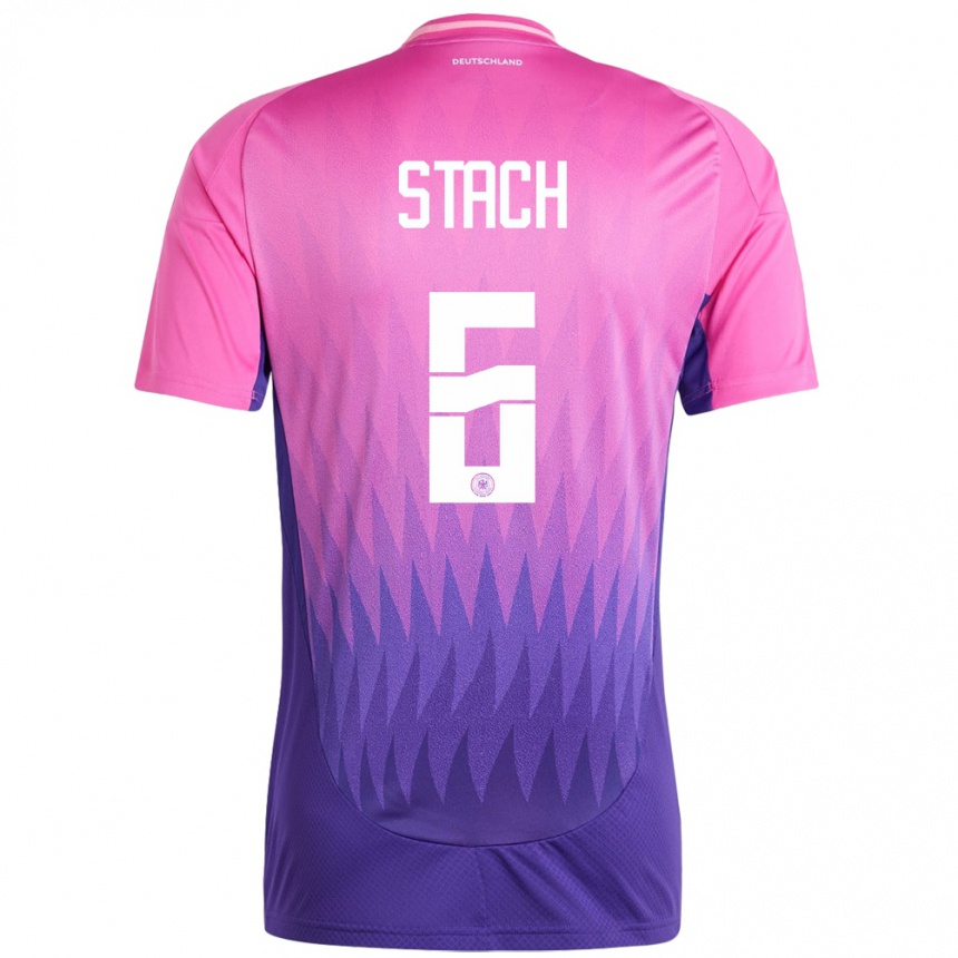 Kids Football Germany Anton Stach #6 Pink Purple Away Jersey 24-26 T-Shirt Nz