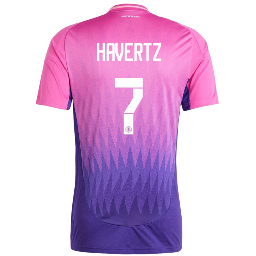 Kids Football Germany Kai Havertz #7 Pink Purple Away Jersey 24-26 T-Shirt Nz