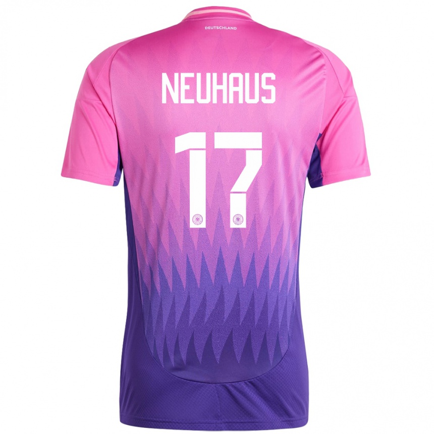 Kids Football Germany Florian Neuhaus #17 Pink Purple Away Jersey 24-26 T-Shirt Nz