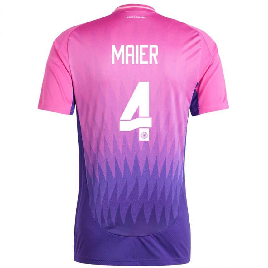 Kids Football Germany Leonie Maier #4 Pink Purple Away Jersey 24-26 T-Shirt Nz