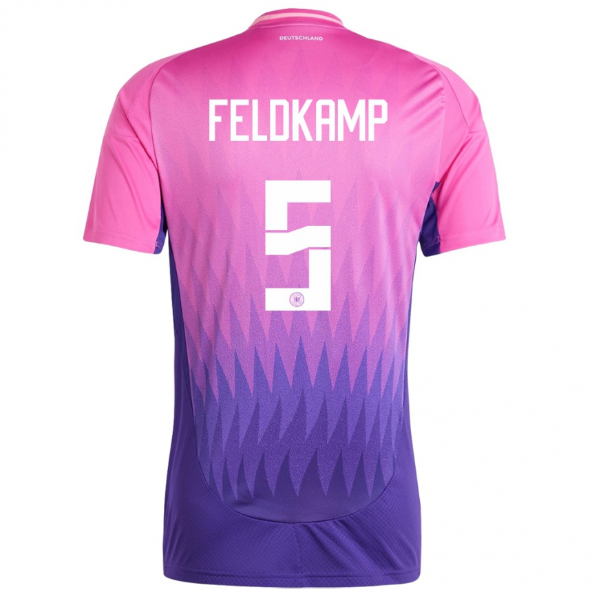 Kids Football Germany Jana Feldkamp #5 Pink Purple Away Jersey 24-26 T-Shirt Nz