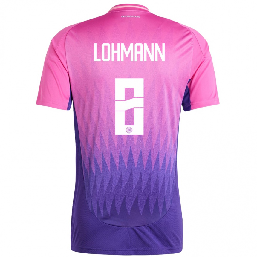 Kids Football Germany Sydney Lohmann #8 Pink Purple Away Jersey 24-26 T-Shirt Nz