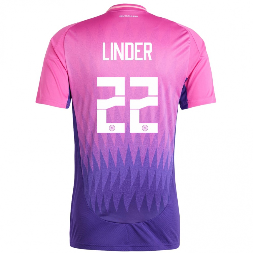 Kids Football Germany Sarai Linder #22 Pink Purple Away Jersey 24-26 T-Shirt Nz