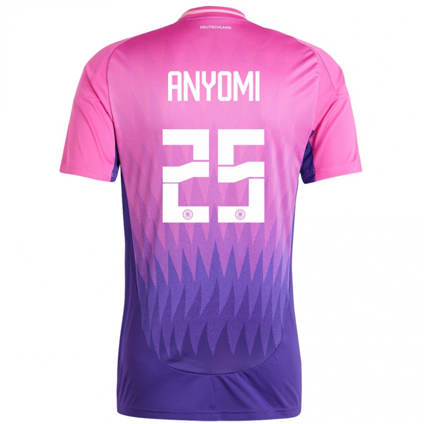 Kids Football Germany Nicole Anyomi #25 Pink Purple Away Jersey 24-26 T-Shirt Nz