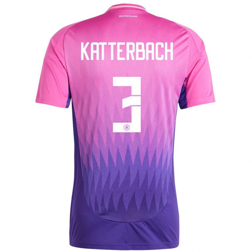 Kids Football Germany Noah Katterbach #3 Pink Purple Away Jersey 24-26 T-Shirt Nz