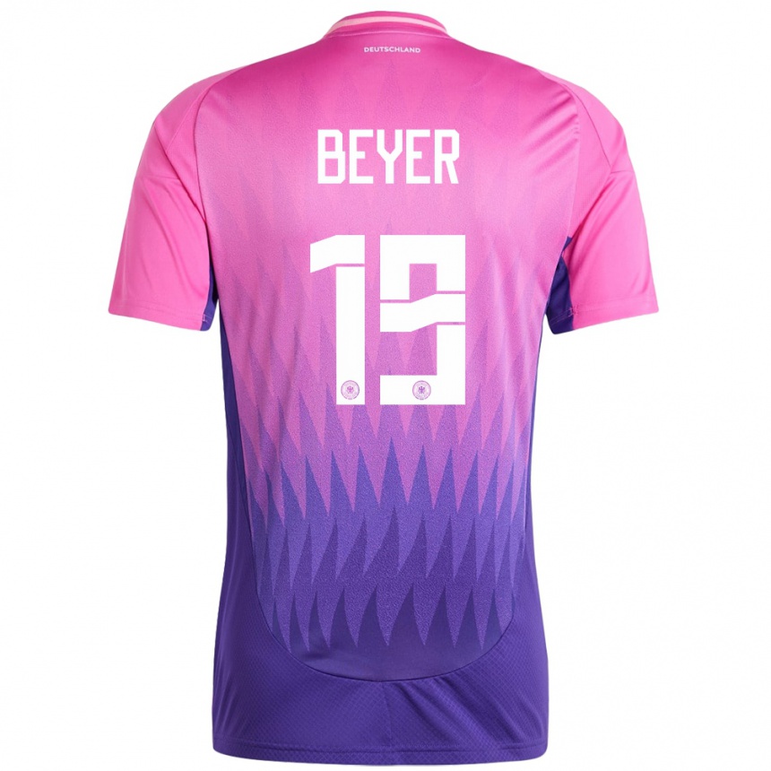 Kids Football Germany Jordan Beyer #19 Pink Purple Away Jersey 24-26 T-Shirt Nz