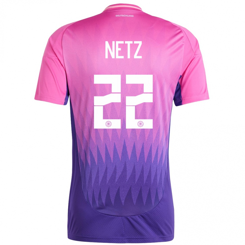 Kids Football Germany Luca Netz #22 Pink Purple Away Jersey 24-26 T-Shirt Nz