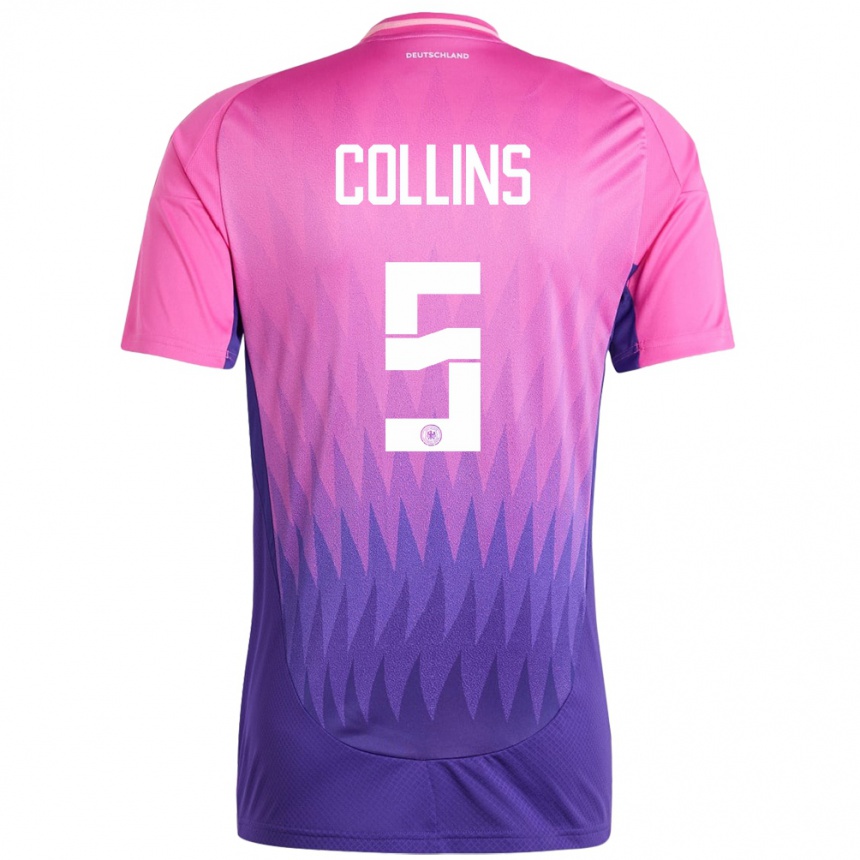 Kids Football Germany Nnamdi Collins #5 Pink Purple Away Jersey 24-26 T-Shirt Nz