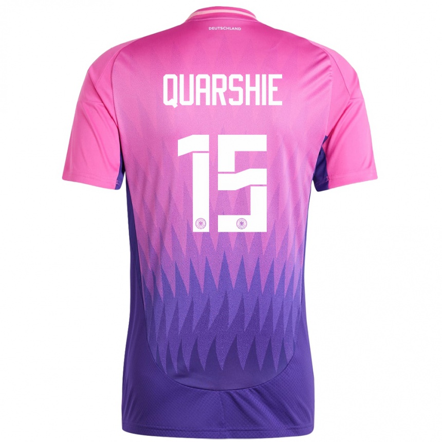 Kids Football Germany Joshua Quarshie #15 Pink Purple Away Jersey 24-26 T-Shirt Nz