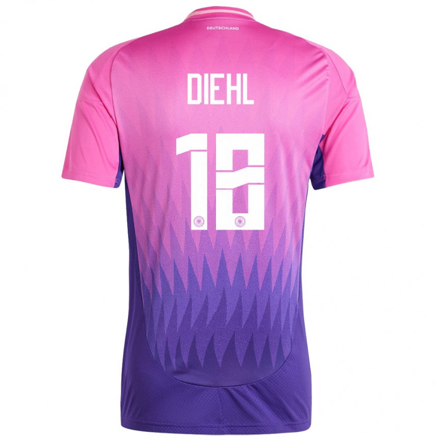 Kids Football Germany Justin Diehl #18 Pink Purple Away Jersey 24-26 T-Shirt Nz