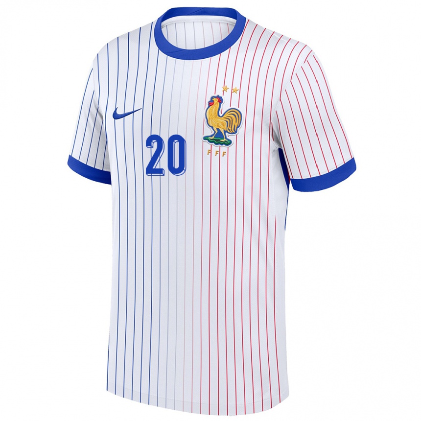 Kids Football France Delphine Cascarino #20 White Away Jersey 24-26 T-Shirt Nz