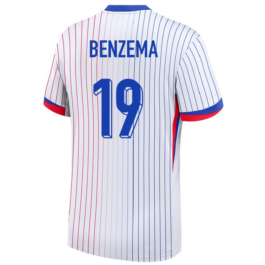 Kids Football France Karim Benzema #19 White Away Jersey 24-26 T-Shirt Nz