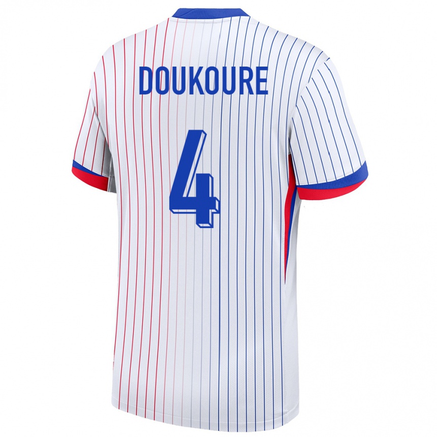 Kids Football France Ismael Doukoure #4 White Away Jersey 24-26 T-Shirt Nz