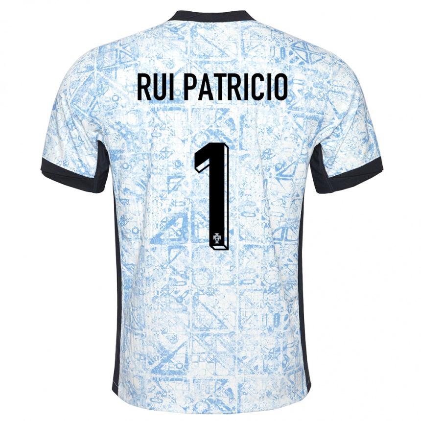 Kids Football Portugal Rui Patricio #1 Cream Blue Away Jersey 24-26 T-Shirt Nz