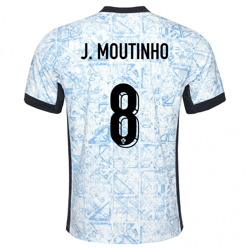 Kids Football Portugal Joao Moutinho #8 Cream Blue Away Jersey 24-26 T-Shirt Nz