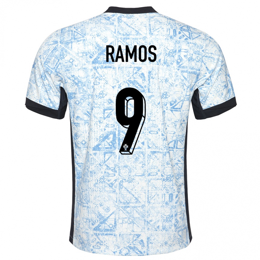 Kids Football Portugal Goncalo Ramos #9 Cream Blue Away Jersey 24-26 T-Shirt Nz